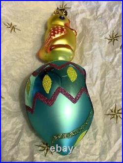 Christopher Radko Baby Duck with Reflector Egg Ornament Rare One Of a Kind