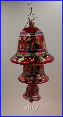 Christopher Radko Bell Trio Triple Bell Ornament Christmas Tree Holly Sparkle
