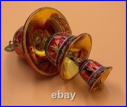 Christopher Radko Bell Trio Triple Bell Ornament Christmas Tree Holly Sparkle