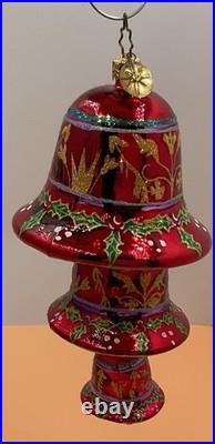 Christopher Radko Bell Trio Triple Bell Ornament Christmas Tree Holly Sparkle