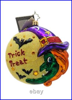 Christopher Radko Bewitched Halloween Medallion Witch Bat Ornament 1015966