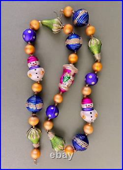 Christopher Radko Blown Glass Christmas Garland Beads Santa Snowman 3