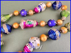 Christopher Radko Blown Glass Christmas Garland Beads Santa Snowman 3