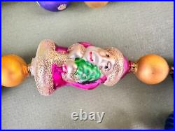 Christopher Radko Blown Glass Christmas Garland Beads Santa Snowman 3