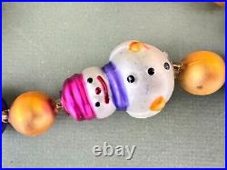 Christopher Radko Blown Glass Christmas Garland Beads Santa Snowman 3