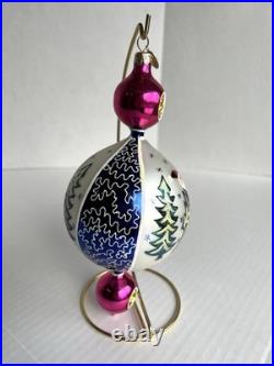 Christopher Radko Blue Lucy 15th Anniversary Ornament Double Reflectors Drop