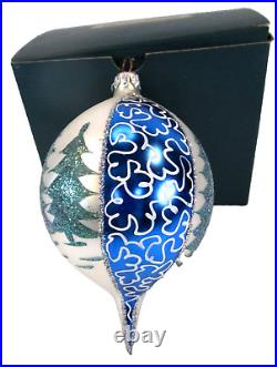 Christopher Radko Blue Lucy Ball Drop Christmas Ornament Santa Red Carrys Tree