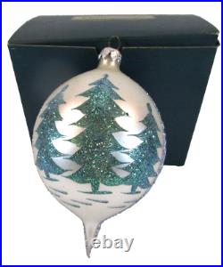 Christopher Radko Blue Lucy Ball Drop Christmas Ornament Santa Red Carrys Tree