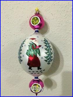 Christopher Radko Blue Lucy Ornament 8.5 # 00-1409-9 Triple Drop Indent Santa