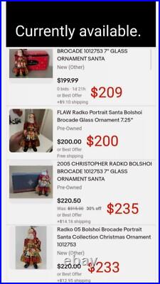 Christopher Radko Bolshoi Brocade Santa 7 Glass Ornament'05 1012753 Mint Boxed