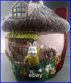 Christopher Radko Bunny Bungalow Tree 36 Inch With22 Cute Miniature Ornaments VTG