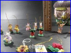 Christopher Radko Bunny Bungalow Tree 36 Inch With22 Cute Miniature Ornaments VTG