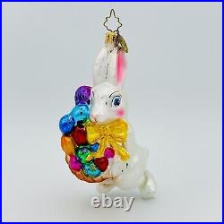 Christopher Radko Bunny Trail Basket Egg Glass Easter Christmas Ornament 5