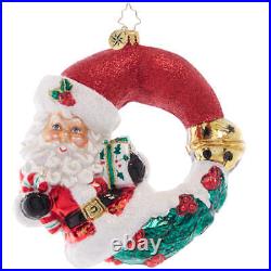 Christopher Radko CHRISTMAS WISHES SANTA WREATH Ornament 1021505