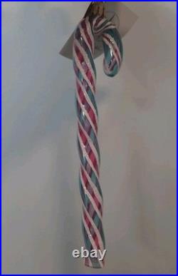Christopher Radko Candy Cane Minty Twirls Christmas Tree Ornament RARE Pink Blue