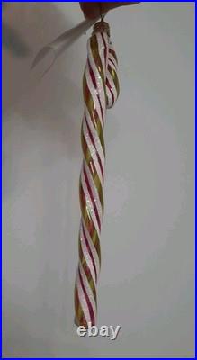 Christopher Radko Candy Cane Minty Twirls Christmas Tree Ornament RARE Red Green