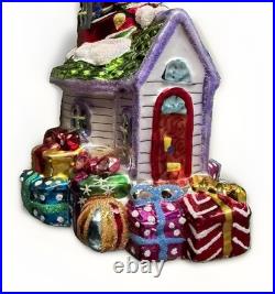 Christopher Radko Candy House Greetings Santa Glass Ornament Poland 2003 1010273