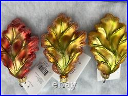 Christopher Radko / Case of 12/ Maple leaf ornaments asst. Colors Vintage NIB