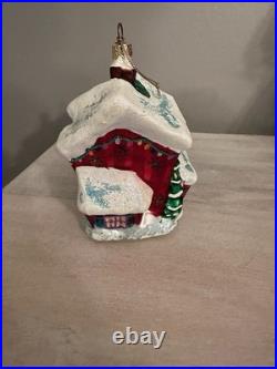 Christopher Radko Christmas Cottage Red Glass Ornament 5