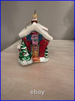 Christopher Radko Christmas Cottage Red Glass Ornament 5