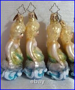 Christopher Radko Christmas Mermaid Ornaments Blown Glass Lot Of 6