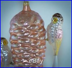 Christopher Radko Christmas Ornament 1994 SUGAR CONE Pine Cone Owls STARLIGHT EX