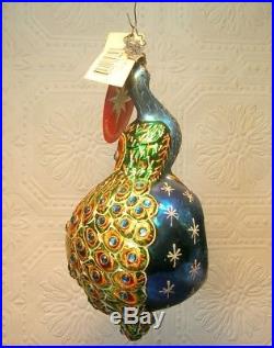 Christopher Radko Christmas Ornament 20th Anniversary Peacock In Living Color