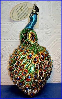 Christopher Radko Christmas Ornament 20th Anniversary Peacock In Living Color
