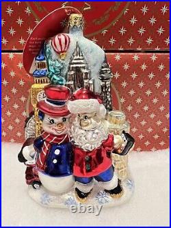Christopher Radko Christmas Ornament Around the World Selfie Santa Snowman NEW