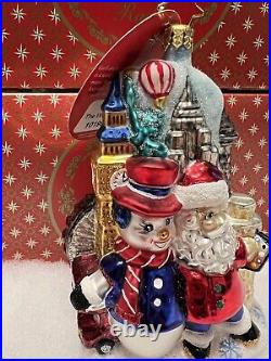 Christopher Radko Christmas Ornament Around the World Selfie Santa Snowman NEW