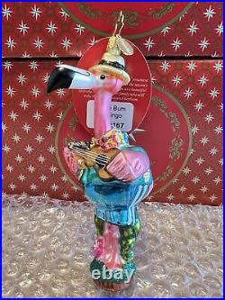 Christopher Radko Christmas Ornament Beach Bum Flamingo NEW