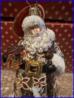Christopher Radko Christmas Ornament Bountiful Basket Traveler Santa NEW