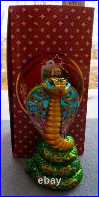 Christopher Radko Christmas Ornament Gilded Cobra Snake, #1018809 NIB