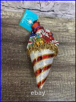 Christopher Radko Christmas Ornament Glass Snowcone Poppin Glass Snowman New 8