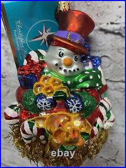 Christopher Radko Christmas Ornament Glass Snowcone Poppin Glass Snowman New 8