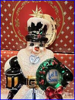 Christopher Radko Christmas Ornament Let It Snow Snowman NEW #262/368