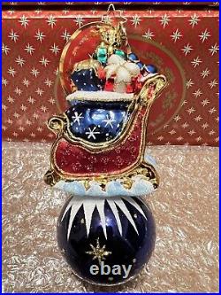 Christopher Radko Christmas Ornament Midnight Run Santa Sleigh NEW