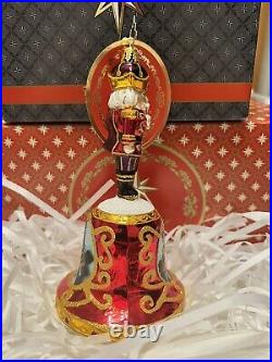 Christopher Radko Christmas Ornament Nutcracker on Bell with Painted Scene NEW
