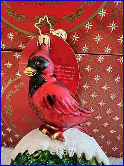 Christopher Radko Christmas Ornament Red Velvet Cardinal Bird NEW