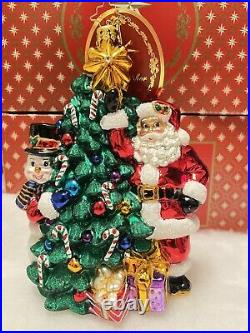Christopher Radko Christmas Ornament Santa & Snowman Decorating Tree NEW