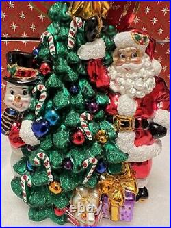 Christopher Radko Christmas Ornament Santa & Snowman Decorating Tree NEW