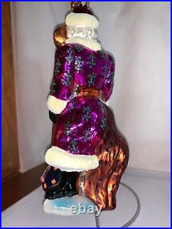Christopher Radko Christmas Ornament, Santa in a purple robe WithBear, around 200