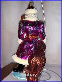 Christopher Radko Christmas Ornament, Santa in a purple robe WithBear, around 200