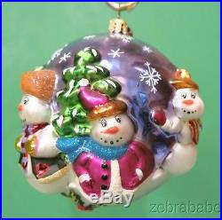 Christopher Radko Christmas Ornament Snowman Snowball Ball