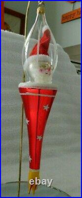 Christopher Radko Christmas Ornaments Rocketship Santa #96-038