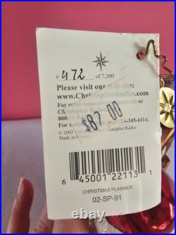 Christopher Radko Christmas Planner Limited Edition #472/7500 #02-SP-91 TAGS