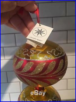 Christopher Radko Corinthian Triple Ball Ornament 97-399-1 Large 12 Inches Red