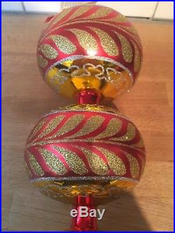 Christopher Radko Corinthian Triple Ball Ornament 97-399-1 Large 12 Inches Red