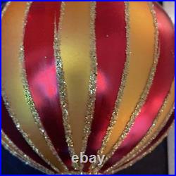 Christopher Radko Crimson Stripes Deluxe Drop Ornament