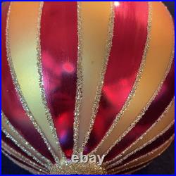 Christopher Radko Crimson Stripes Deluxe Drop Ornament